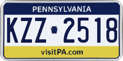 PA license plate KZZ2518