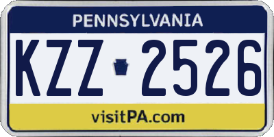 PA license plate KZZ2526