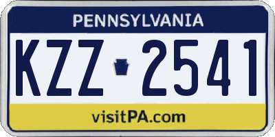 PA license plate KZZ2541