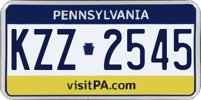 PA license plate KZZ2545