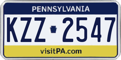 PA license plate KZZ2547