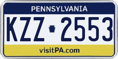 PA license plate KZZ2553