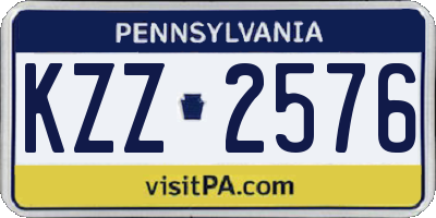 PA license plate KZZ2576