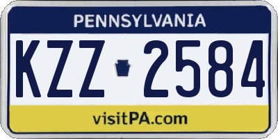 PA license plate KZZ2584