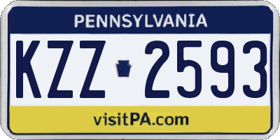 PA license plate KZZ2593