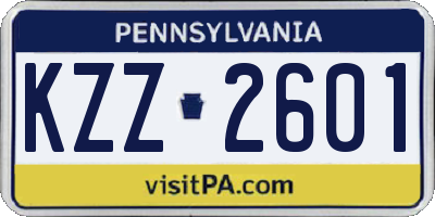 PA license plate KZZ2601