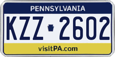 PA license plate KZZ2602