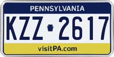 PA license plate KZZ2617