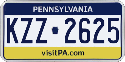 PA license plate KZZ2625
