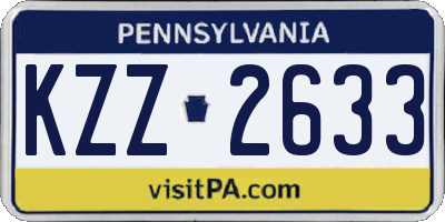 PA license plate KZZ2633
