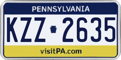 PA license plate KZZ2635