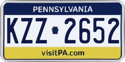 PA license plate KZZ2652