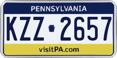 PA license plate KZZ2657