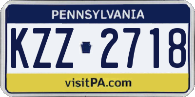 PA license plate KZZ2718