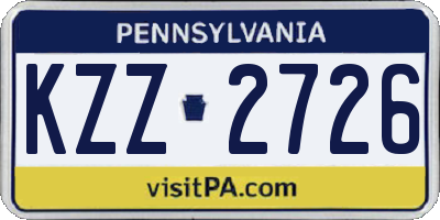 PA license plate KZZ2726