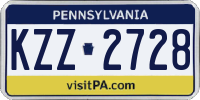 PA license plate KZZ2728