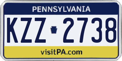 PA license plate KZZ2738
