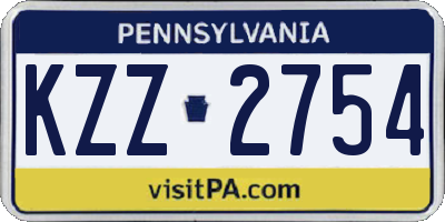 PA license plate KZZ2754