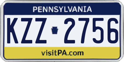 PA license plate KZZ2756