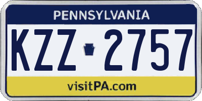PA license plate KZZ2757