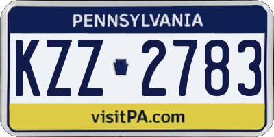 PA license plate KZZ2783