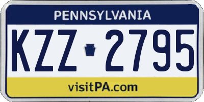 PA license plate KZZ2795