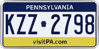 PA license plate KZZ2798