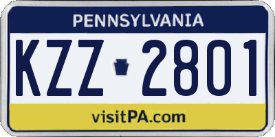 PA license plate KZZ2801