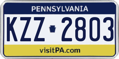 PA license plate KZZ2803
