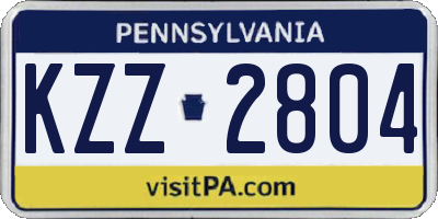 PA license plate KZZ2804