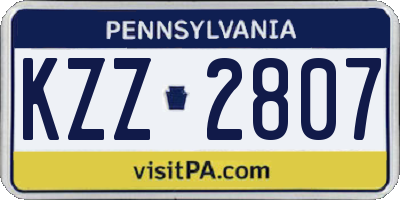 PA license plate KZZ2807