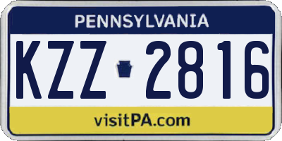PA license plate KZZ2816