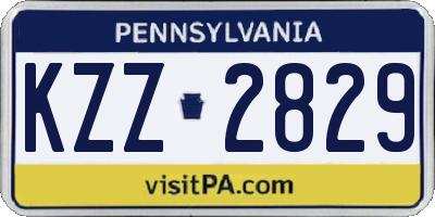 PA license plate KZZ2829