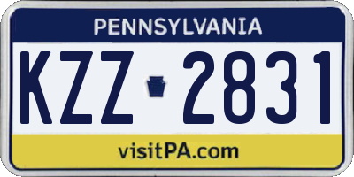 PA license plate KZZ2831