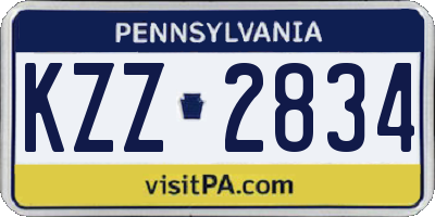 PA license plate KZZ2834