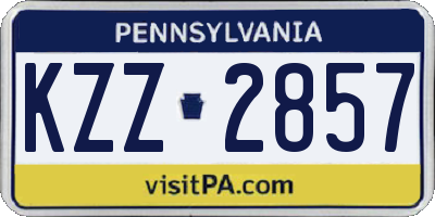 PA license plate KZZ2857