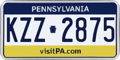 PA license plate KZZ2875