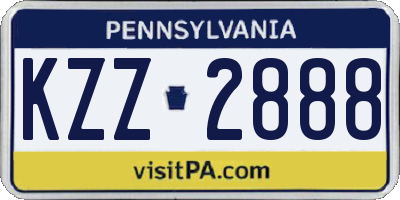 PA license plate KZZ2888