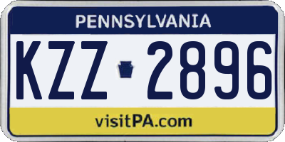 PA license plate KZZ2896