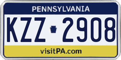 PA license plate KZZ2908