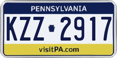 PA license plate KZZ2917