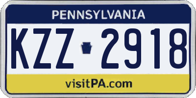 PA license plate KZZ2918