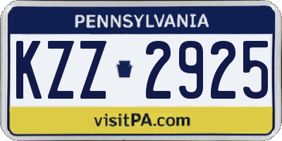 PA license plate KZZ2925