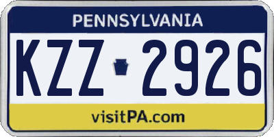 PA license plate KZZ2926