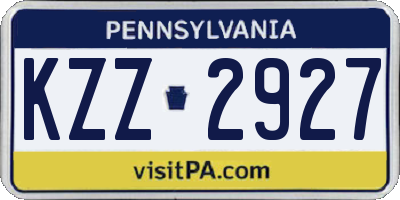 PA license plate KZZ2927