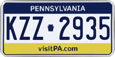PA license plate KZZ2935