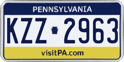 PA license plate KZZ2963