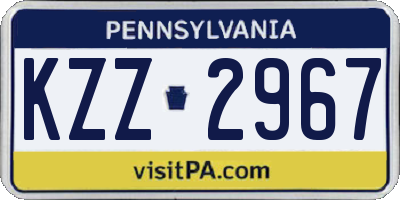 PA license plate KZZ2967