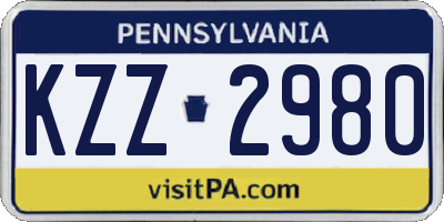 PA license plate KZZ2980