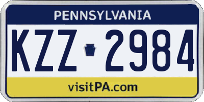 PA license plate KZZ2984